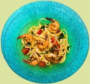 Plate of seafood pasta