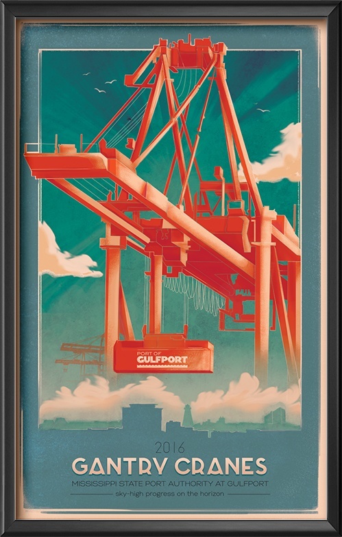 Port of Gulfport Gantry Crane Framed Poster